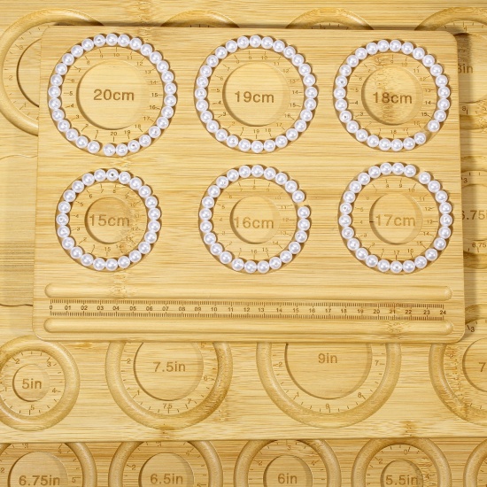 Picture of Bamboo Beading Tray For DIY Jewelry Bracelet Bead Design Stringing Accessories Craft Board Rectangle Natural