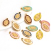 Picture of 304 Stainless Steel Charms Gold Plated Oval Jesus Enamel 10mm x 18mm