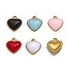 Immagine di 10 Pz 304 Acciaio Inossidabile Charms Cuore Placcato Oro 18K Smalto 10mm x 8mm