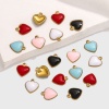 Immagine di 10 Pz 304 Acciaio Inossidabile Charms Cuore Placcato Oro 18K Smalto 10mm x 8mm