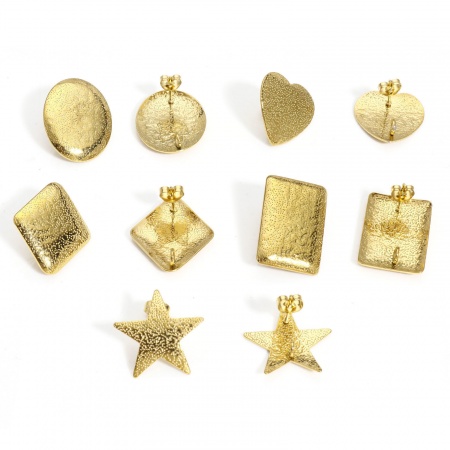 10 Pcs Boucle d'Oreille à Tige avec Accessoires de Connecteur de Boucle en 304 Acier Inoxydable Géométrique Plaqué Or 18K Texture avec Embouts Epaisseur de Fil: (20 gauge)