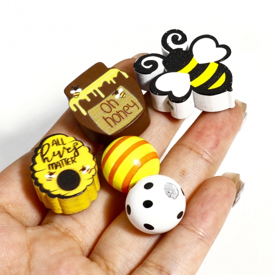 Picture of Wood Spacer Beads For DIY Charm Jewelry Making Bee Animal Multicolor