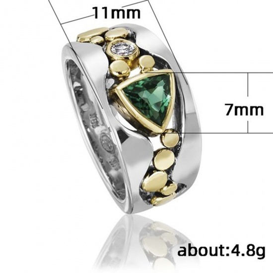 Picture of Ethnic Unadjustable Rings Gold Plated & Silver Tone Triangle Filigree