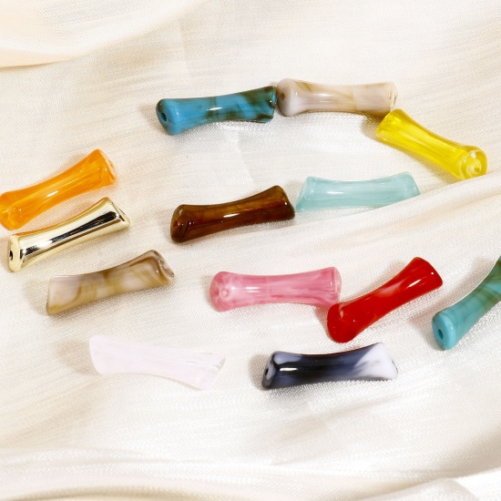 Immagine di 50 Pz Acrilato Perline per la Creazione di Gioielli con Ciondoli Fai-da-te Multicolore Tubo Acquerello Circa 26.5mm x 7mm, Foro: Circa 1.8mm
