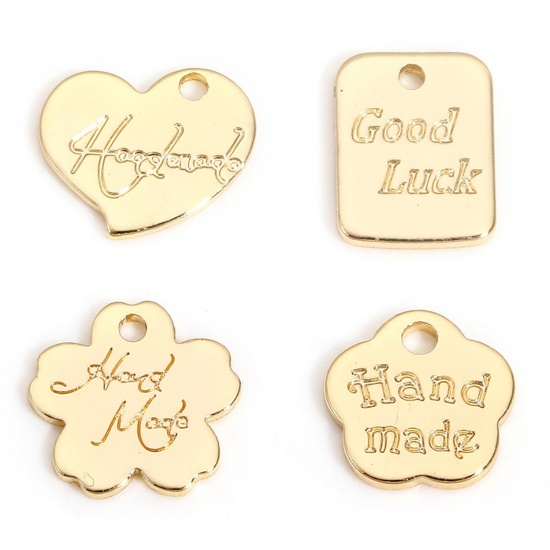 Picture of Brass Charms 14K Real Gold Plated English Vocabulary                                                                                                                                                                                                          