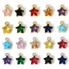 Bild von 2 Stück Messing und Glas Charms Echtgold plattiert Bunt Pentagramm Stern 9,5mm x 7,5mm