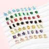 Bild von 2 Stück Messing und Glas Charms Echtgold plattiert Bunt Pentagramm Stern 9,5mm x 7,5mm