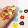 Picture of Brass Charms 18K Real Gold Plated Multicolor Shield Enamel Clear Cubic Zirconia 26mm x 18mm