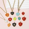 Picture of Brass Charms 18K Real Gold Plated Multicolor Shield Enamel Clear Cubic Zirconia 26mm x 18mm