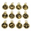 Picture of 304 Stainless Steel Charms 18K Gold Plated Black Round Constellation Enamel 26mm x 17mm