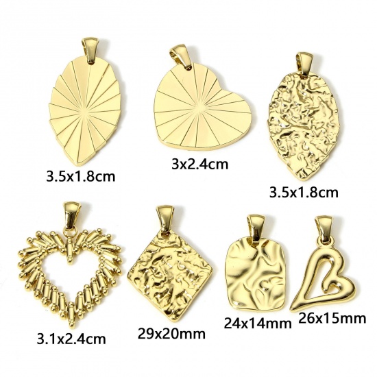 Immagine di 1 Pz Placcatura Sottovuoto 304 Acciaio Inossidabile Ciondoli Pendenti Geometrica Placcato Oro 18K