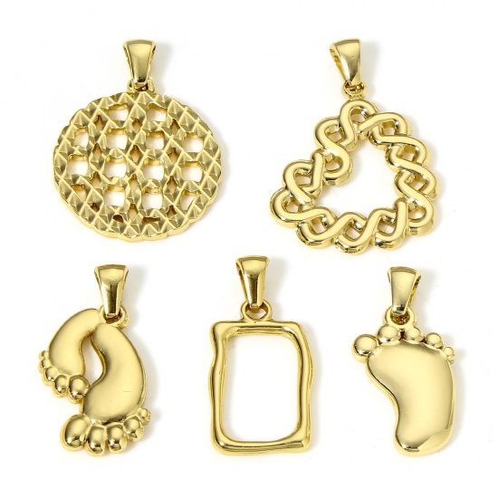 Imagen de 1 Unidad Enchapado al Vacío 304 Acero Inoxidable Colgantes Charms Chapado en Oro de 18K