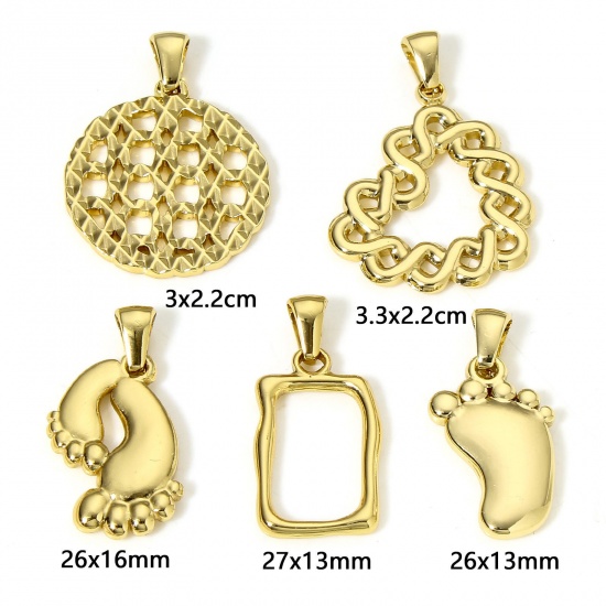 Imagen de 1 Unidad Enchapado al Vacío 304 Acero Inoxidable Colgantes Charms Chapado en Oro de 18K