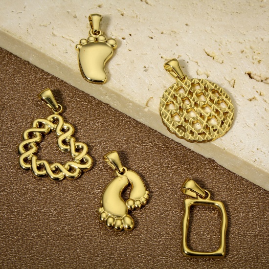 Imagen de 1 Unidad Enchapado al Vacío 304 Acero Inoxidable Colgantes Charms Chapado en Oro de 18K