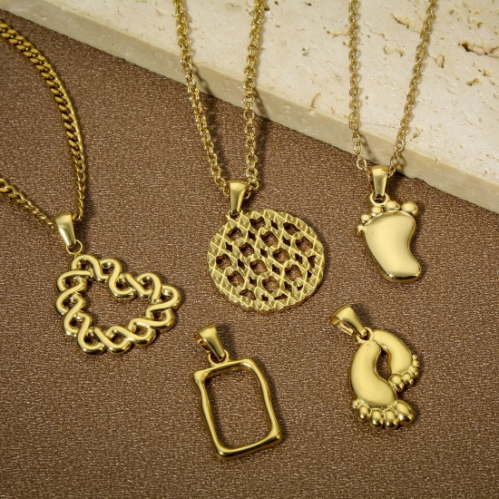 Imagen de 1 Unidad Enchapado al Vacío 304 Acero Inoxidable Colgantes Charms Chapado en Oro de 18K
