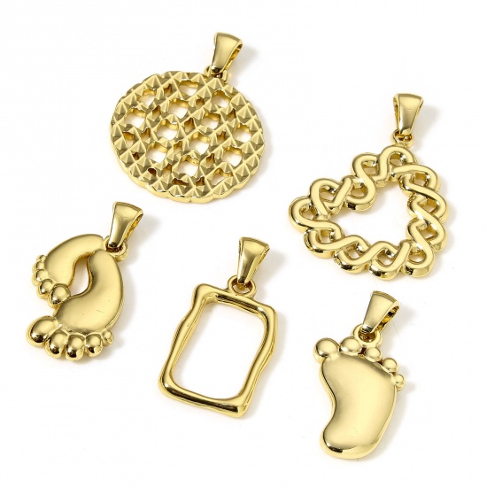 Imagen de 1 Unidad Enchapado al Vacío 304 Acero Inoxidable Colgantes Charms Chapado en Oro de 18K