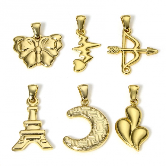 Bild von 1 Stück Vakuumbeschichtung 304 Edelstahl Charm-Anhänger 18K Gold plattiert