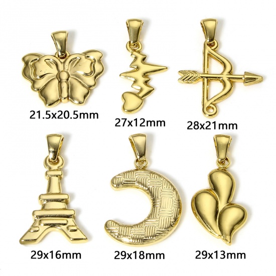 Bild von 1 Stück Vakuumbeschichtung 304 Edelstahl Charm-Anhänger 18K Gold plattiert