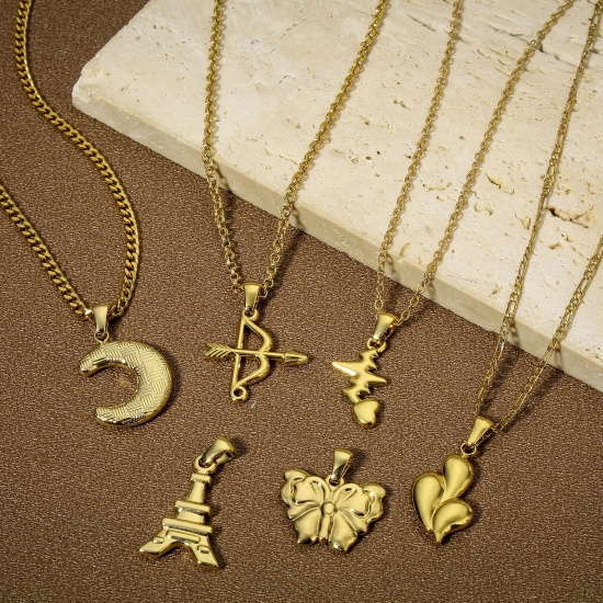 Bild von 1 Stück Vakuumbeschichtung 304 Edelstahl Charm-Anhänger 18K Gold plattiert