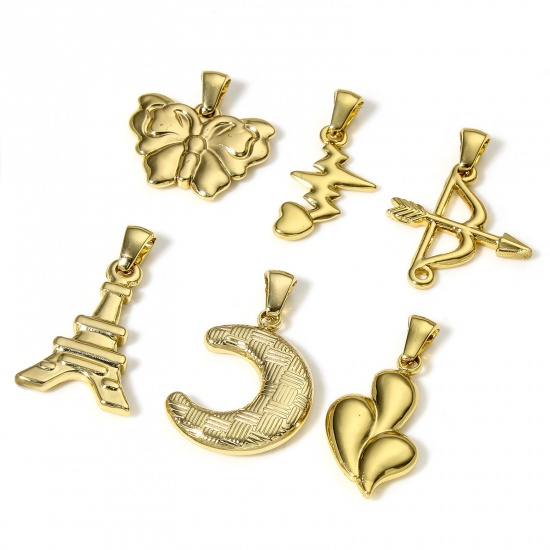 Bild von 1 Stück Vakuumbeschichtung 304 Edelstahl Charm-Anhänger 18K Gold plattiert