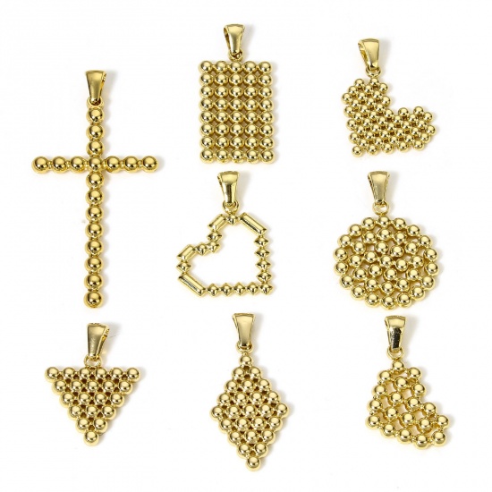 Bild von 1 Stück Vakuumbeschichtung 304 Edelstahl Charm-Anhänger Geometrie 18K Gold plattiert