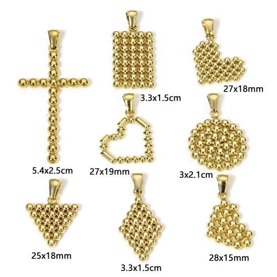 Bild von 1 Stück Vakuumbeschichtung 304 Edelstahl Charm-Anhänger Geometrie 18K Gold plattiert