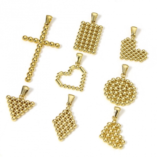 Bild von 1 Stück Vakuumbeschichtung 304 Edelstahl Charm-Anhänger Geometrie 18K Gold plattiert