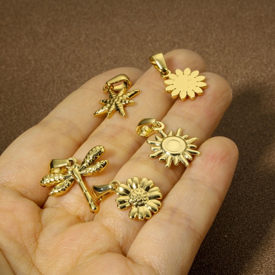 Bild von 1 Stück Vakuumbeschichtung 304 Edelstahl Charm-Anhänger 18K Gold plattiert
