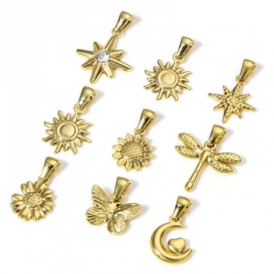 Bild von 1 Stück Vakuumbeschichtung 304 Edelstahl Charm-Anhänger 18K Gold plattiert