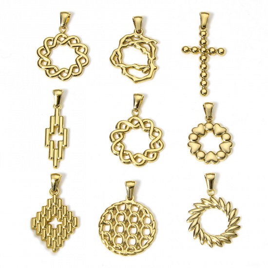 Picture of 304 Stainless Steel Charms 18K Gold Color Geometric