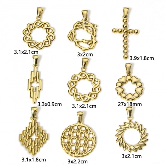 Picture of 304 Stainless Steel Charms 18K Gold Color Geometric