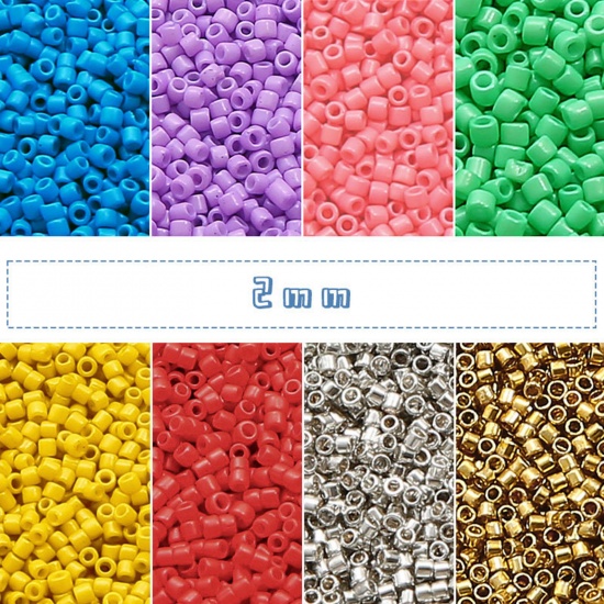 Picture of Glass Delica Seed Beads Round Bugle Multicolor Opaque About 2mm Dia.