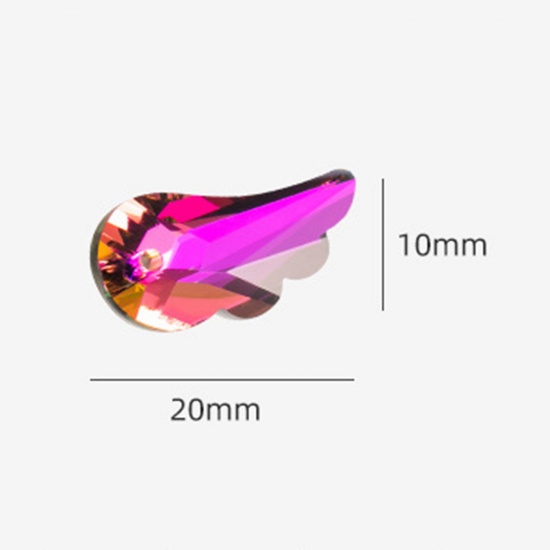 Immagine di 1 Packet(12PCS/Packet) Glass AB Rainbow Color Aurora Borealis Charms Wing Multicolor Faceted 20mm x 10mm