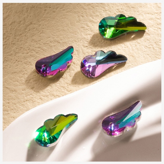 Picture of Glass AB Rainbow Color Aurora Borealis Charms Wing Multicolor Faceted 20mm x 10mm