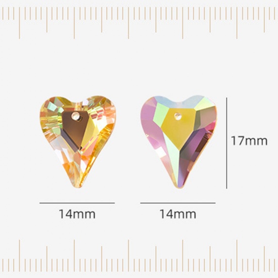 Bild von 1 Packet(12PCS/Packet) Glass AB Rainbow Color Aurora Borealis Charms Heart Multicolor Faceted 17mm x 14mm