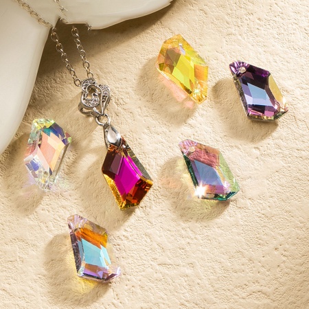 Glass AB Rainbow Color Aurora Borealis Charms Irregular Multicolor AB Rainbow Color Faceted 18mm x 11mm