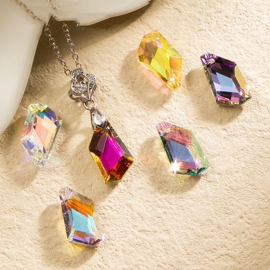 Picture of Glass AB Rainbow Color Aurora Borealis Charms Irregular Multicolor AB Rainbow Color Faceted 18mm x 11mm