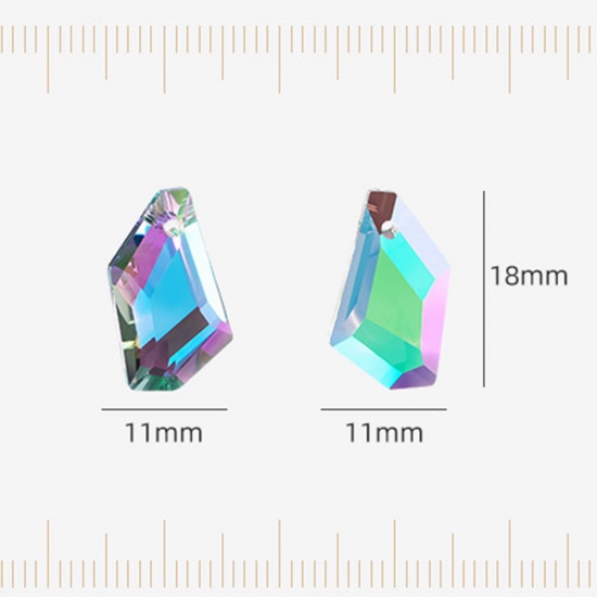 Picture of Glass AB Rainbow Color Aurora Borealis Charms Irregular Multicolor AB Rainbow Color Faceted 18mm x 11mm