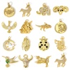 Image de 1 Pièce Breloques en Laiton Animal Plaqué Or Véritable 18K Insecte Micro Pave