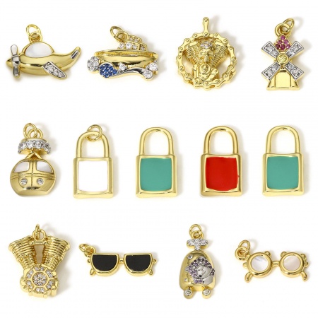 Brass Charms 18K Real Gold Plated Vehicle
