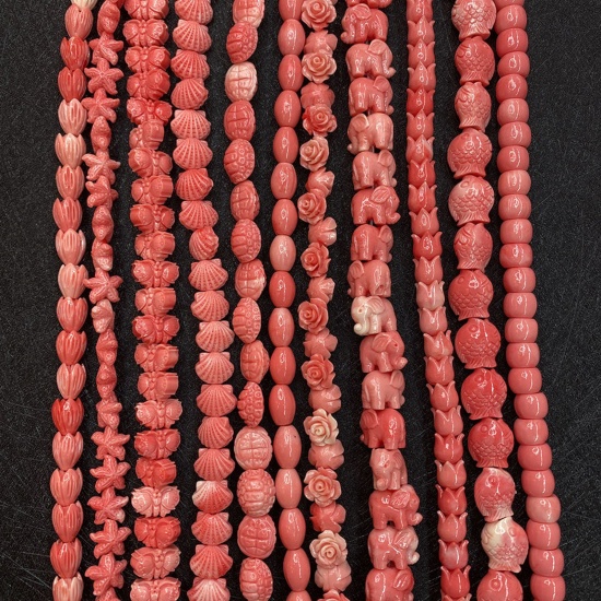 Immagine di 10 Pz Corallo ( Sintetico ) Perline per la Creazione di Gioielli con Ciondoli Fai-da-te Arancione Rossastro