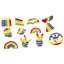 Immagine di 5 Pz Lega di Zinco Arcobaleno Spilla Segno di Pace Cuore Oro Placcato Multicolore Smalto