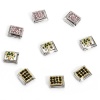 Picture of 304 Stainless Steel Italian Charm Links For DIY Bracelet Jewelry Making Silver Tone Rectangle Rhinestone 10mm x 9mm