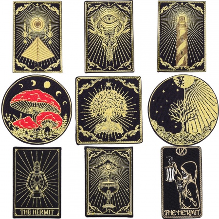 Polyester Tarot Iron On Patches Appliques (With Glue Back) DIY Sewing Craft Clothing Decoration Black