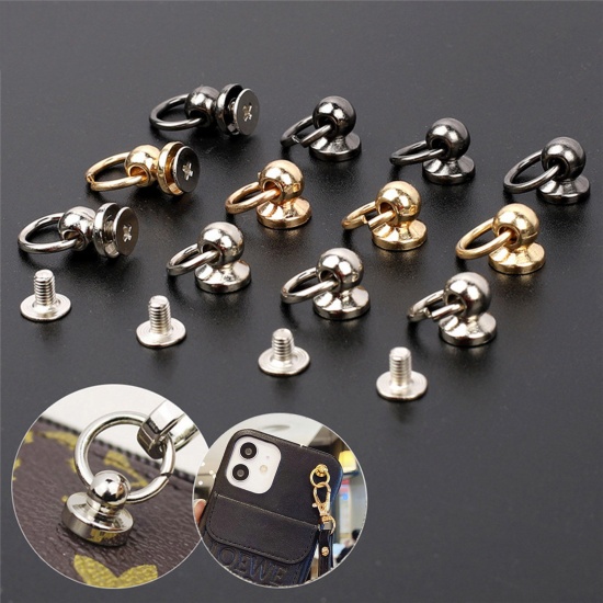 Immagine di 10 Sets Alloy DIY Bag Purse Accessories Round Head Rivet Studs with Pull Ring Buckle Assortment Kit for Diy Purse Wallet Phone Case Handbag Rivet Studs Keychain Multicolor Pacifier 15mm x 10mm