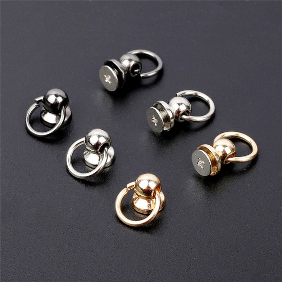 Immagine di 10 Sets Alloy DIY Bag Purse Accessories Round Head Rivet Studs with Pull Ring Buckle Assortment Kit for Diy Purse Wallet Phone Case Handbag Rivet Studs Keychain Multicolor Pacifier 15mm x 10mm