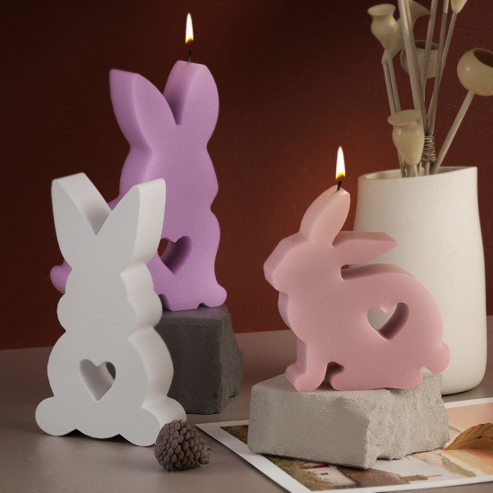 Immagine di 1 Piece Silicone Easter Day Resin Mold For Candle Soap DIY Making Rabbit Animal Heart White