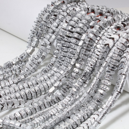 1 連 ヘマタイト ( 天然 ) ビーズ ペンダント チャーム DIY 手作り ハンドメイド ジュエリー アクセサリーを作る 銀メッキ メタリック の画像