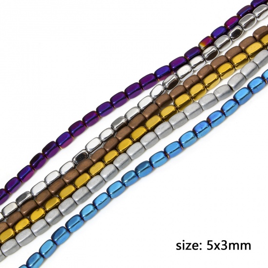 Immagine di 1 Filo Ematite ( Naturale ) Perline per la Creazione di Gioielli con Ciondoli Fai-da-te Cuboide Rettangolo Multicolore Come 5mm x 3mm