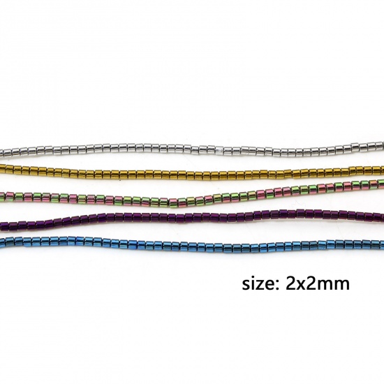 Image de 1 Enfilade Perles pour DIY Fabrication de Bijoux de Charme en Hématite （ Naturel ） Colonne Multicolore 2mm x 2mm